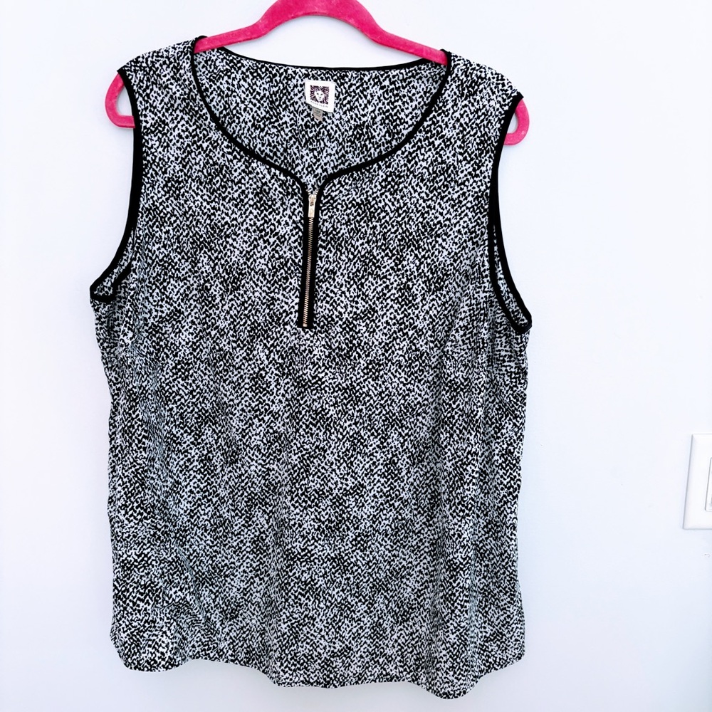 Anne Klein Zip Front Sleeveless Blouse 18W